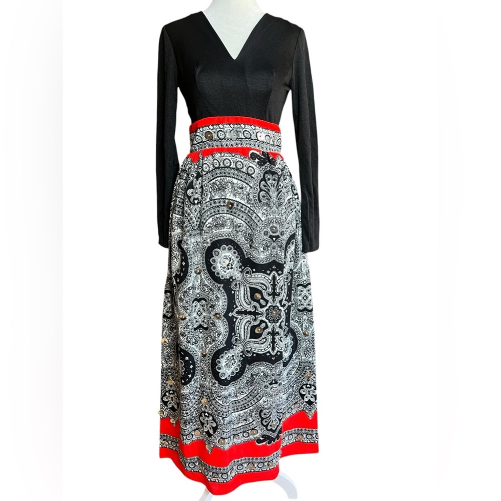 VTG 1970s Boho Empire Waist Long Sleeve Maxi Dress Size 7 Party Dress Formal